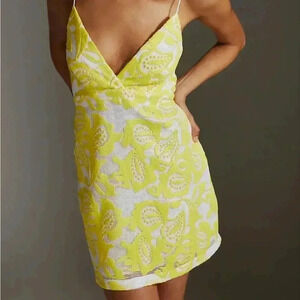 Anthropologie Yellow and White Dress